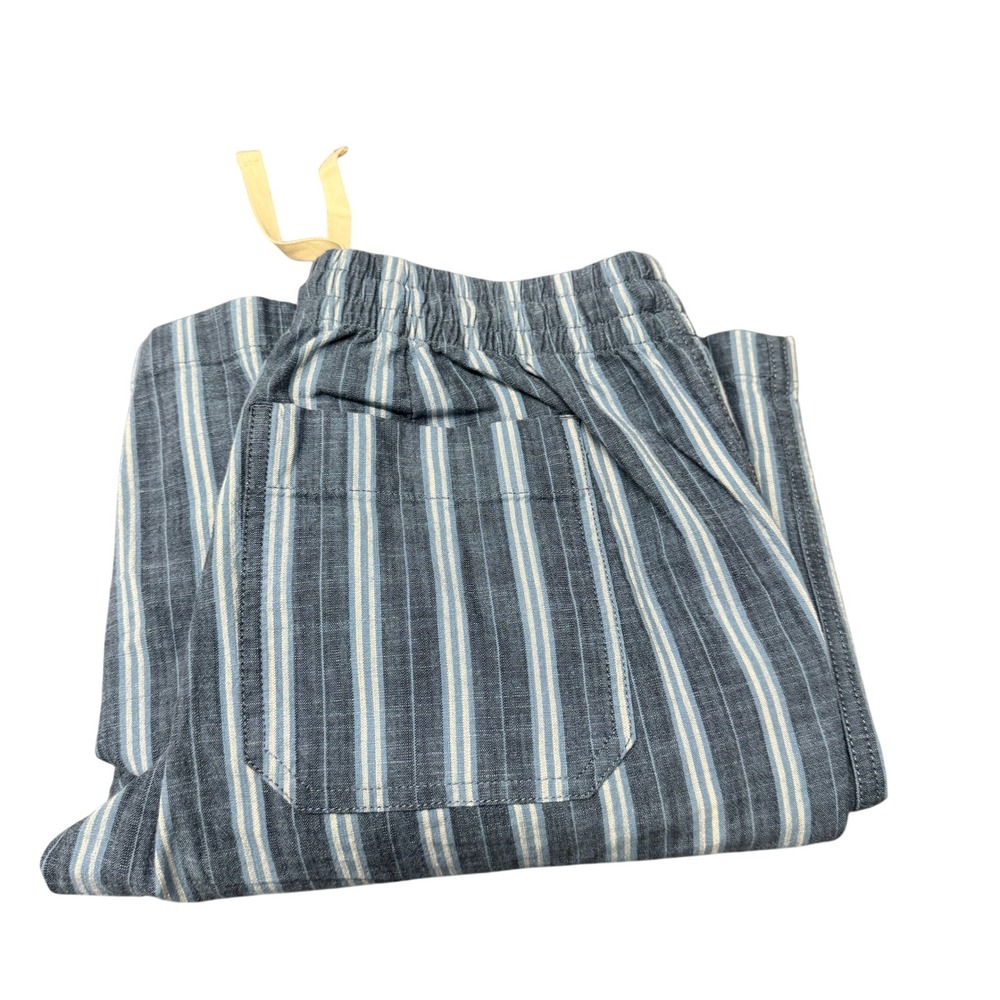 L.L.Bean Pants Womens 2 Favorite Fit Blue Striped Coastal Comfy Wide Leg
